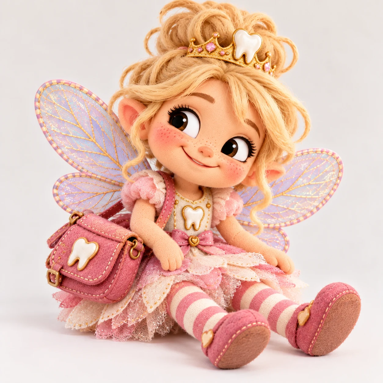 Pearly, a fairy in a pink dress with a tooth crown